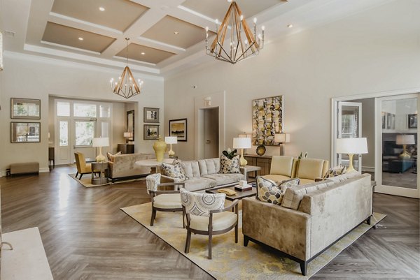 Clubhouse with modern design and luxurious seating at Finley at Fairfax Corner apartments