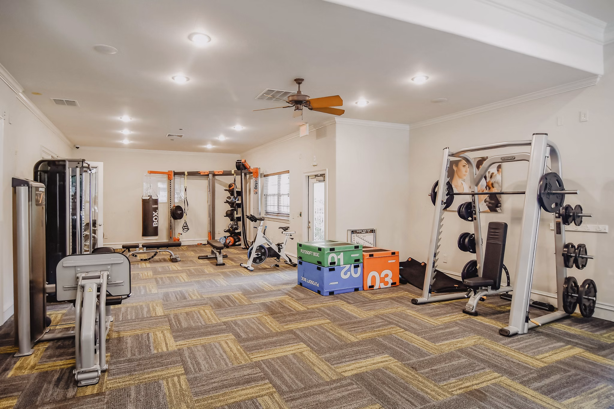 Fitness center with advanced equipment at Finley at Fairfax Corner apartments