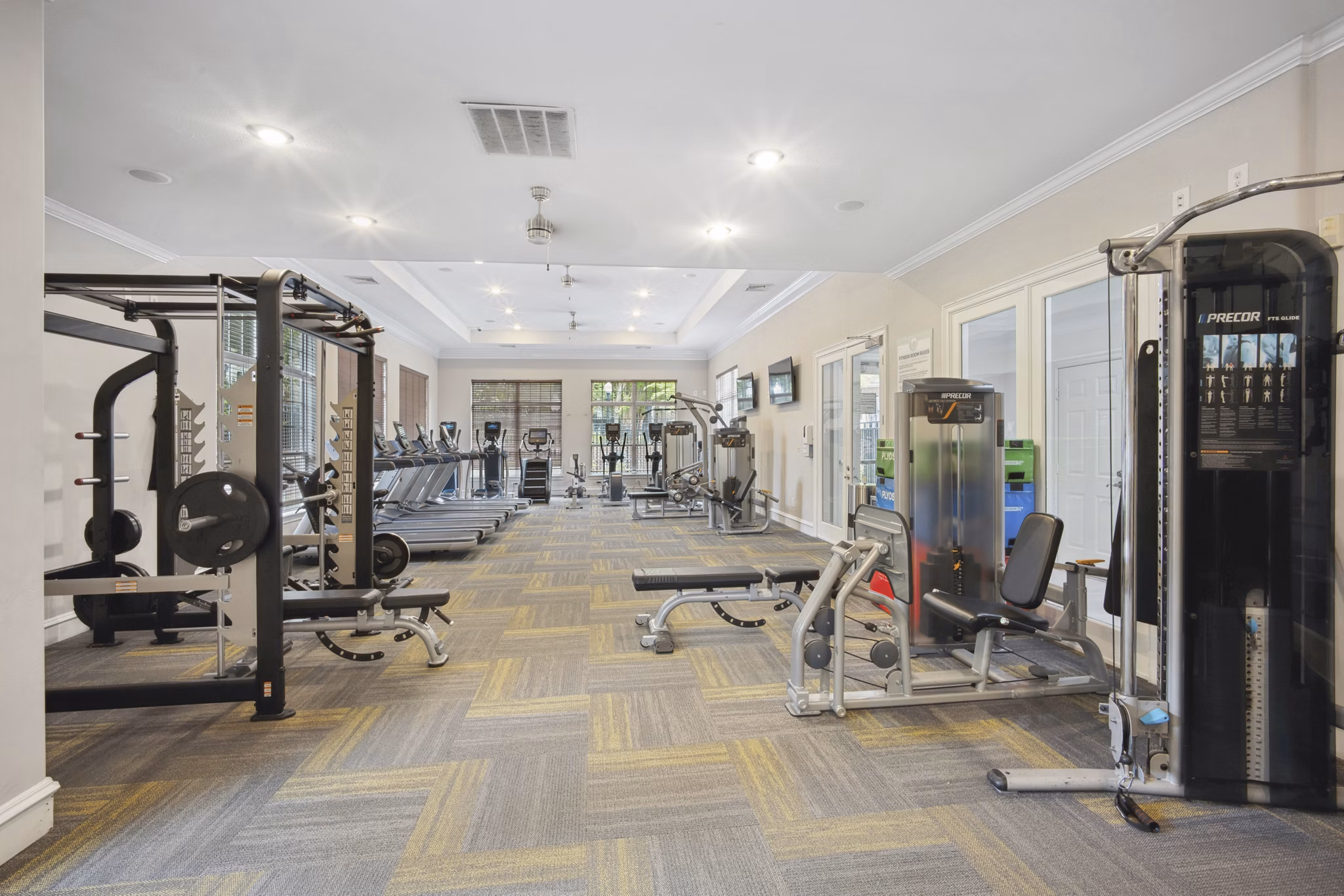 fitness center at Finley at Fairfax Corner Apartments