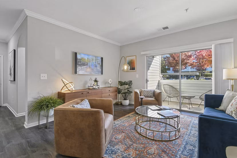living room at Finley at Fairfax Corner Apartments