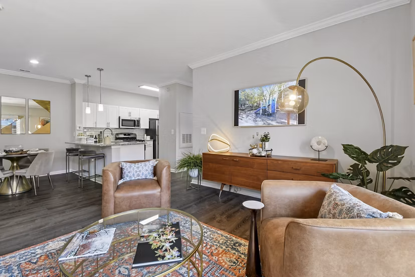 living room at Finley at Fairfax Corner Apartments