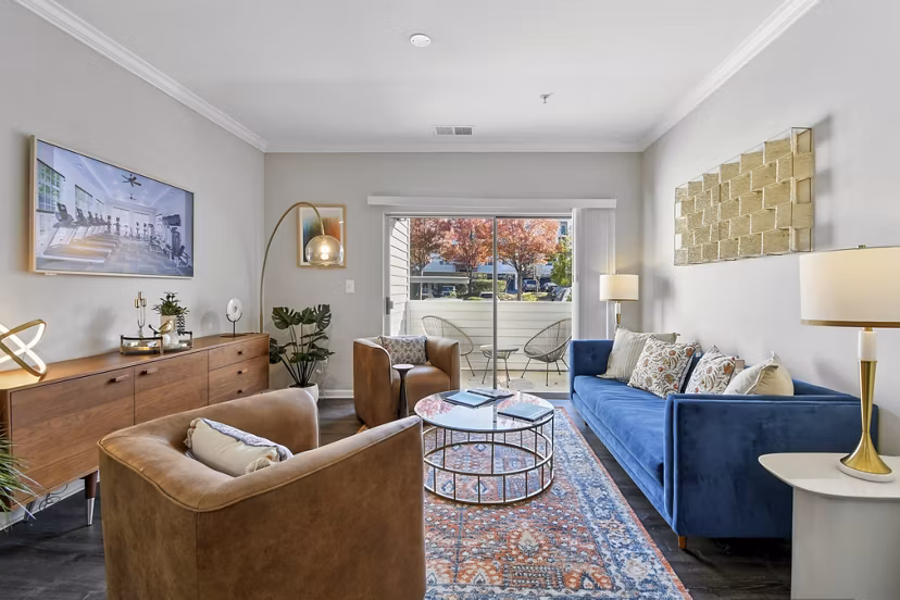 living room at Finley at Fairfax Corner Apartments