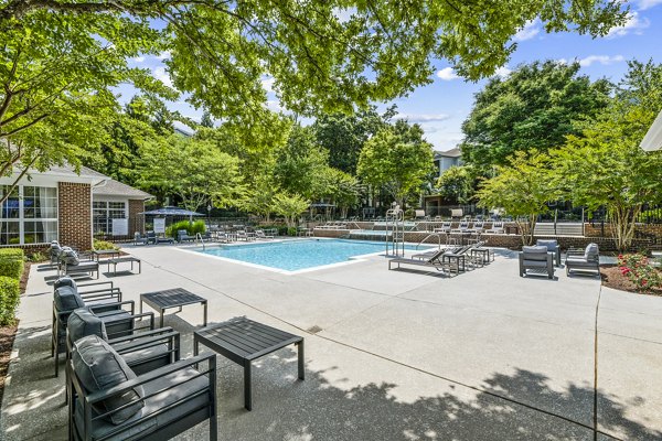 Infinity-edge swimming pool at Finley at Fairfax Corner Apartments offering luxurious relaxation and stunning views