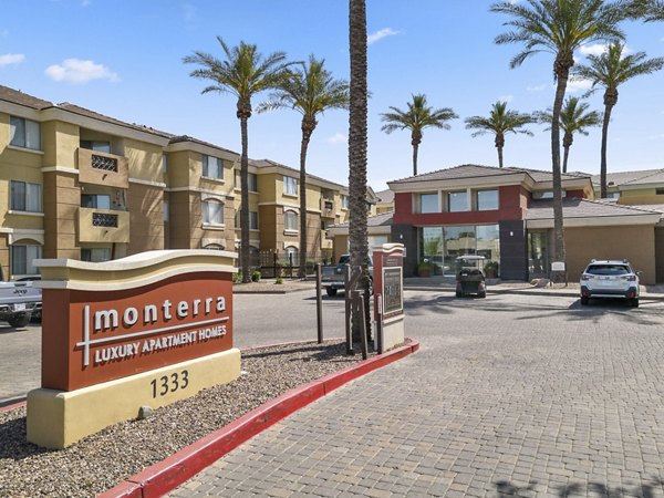 Monterra Apartments: Modern signage at luxury complex entrance