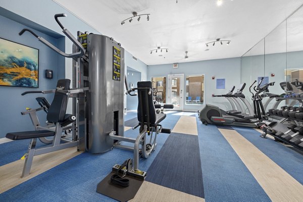 Fitness center with modern equipment at Monterra Apartments