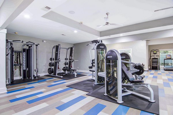 Fitness center with modern equipment at The Prato at Midtown Apartments