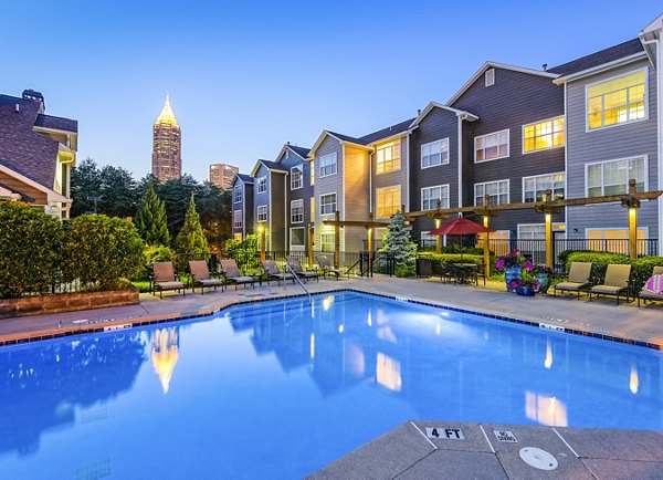 Resort-style swimming pool at The Prato at Midtown Apartments, perfect for relaxation and leisure in a luxurious setting