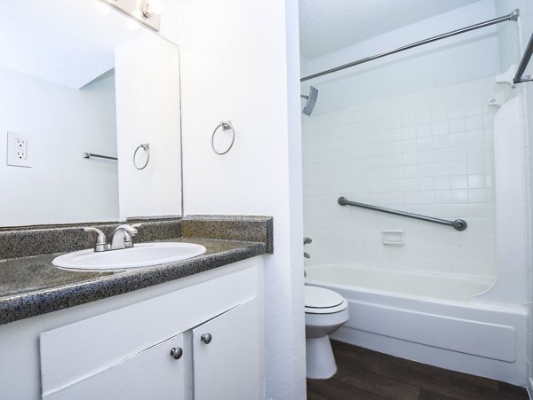 Modern bathroom with sleek fixtures at Waterloo Flats Apartments