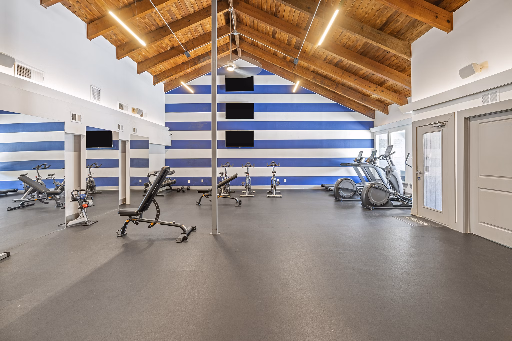 fitness center at Waterloo Flats Apartments