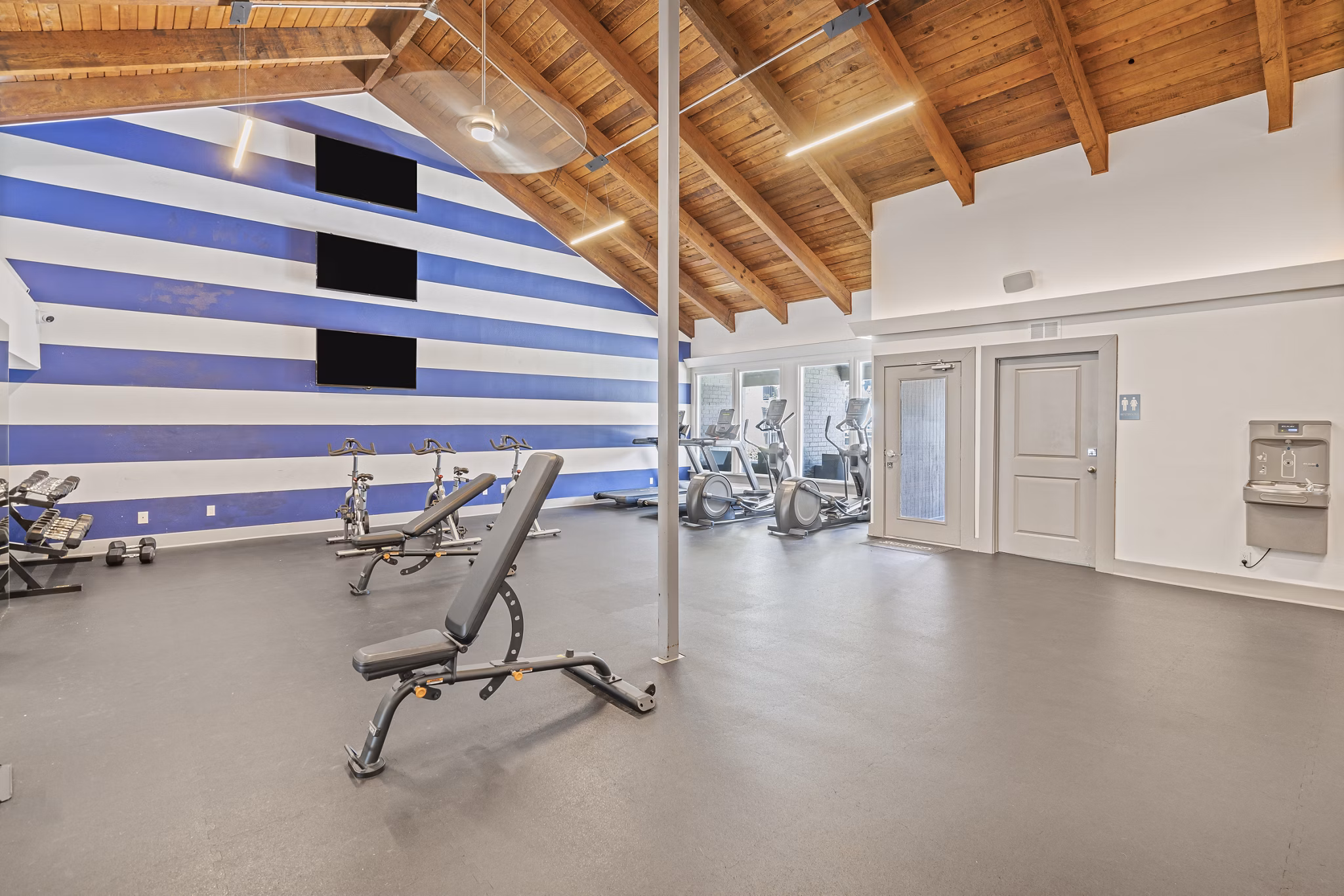 fitness center at Waterloo Flats Apartments