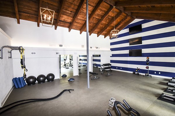 State-of-the-art fitness center with modern equipment at Waterloo Flats Apartments