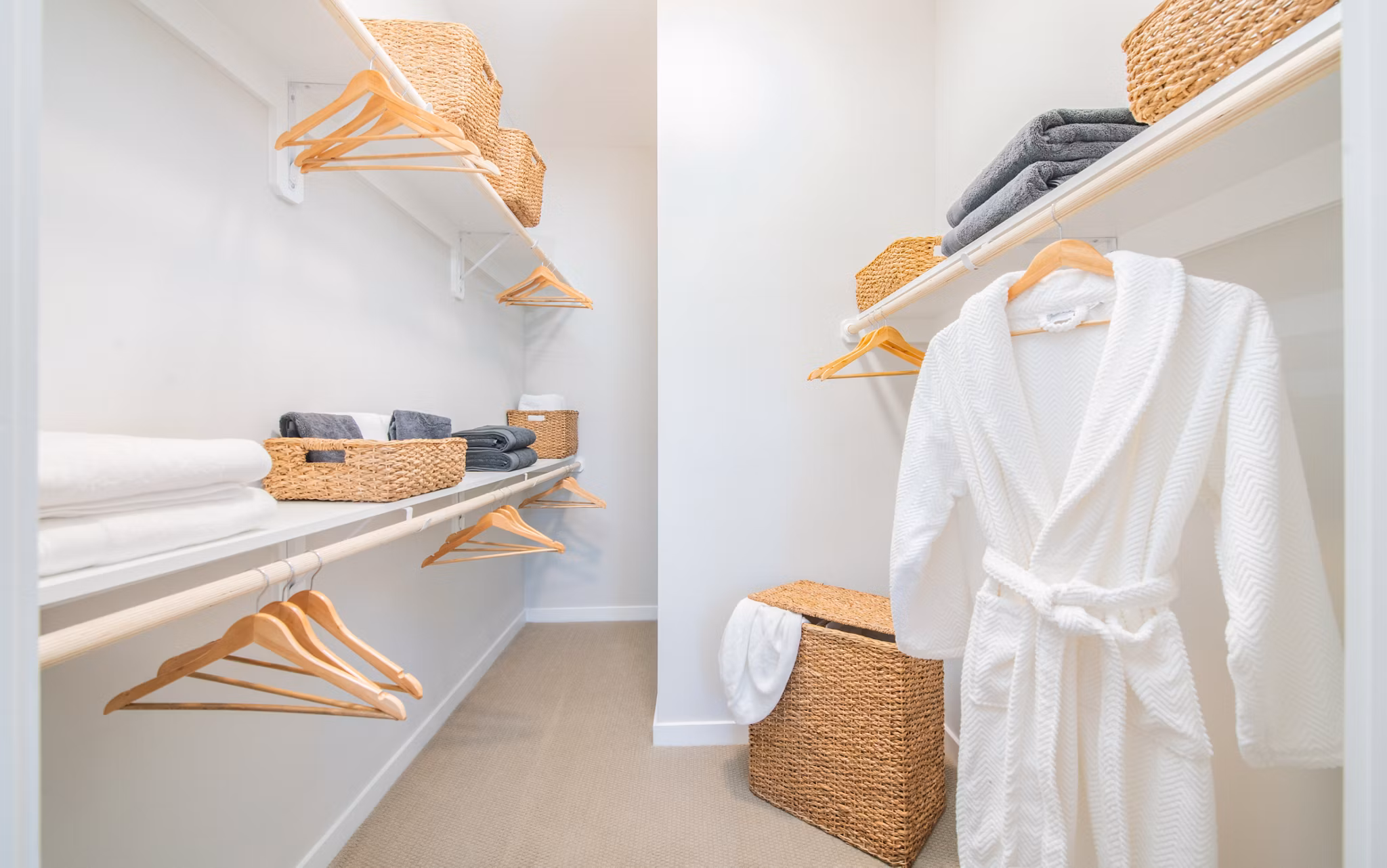 Spacious closet with built-in shelving at Overture Centennial luxury apartments