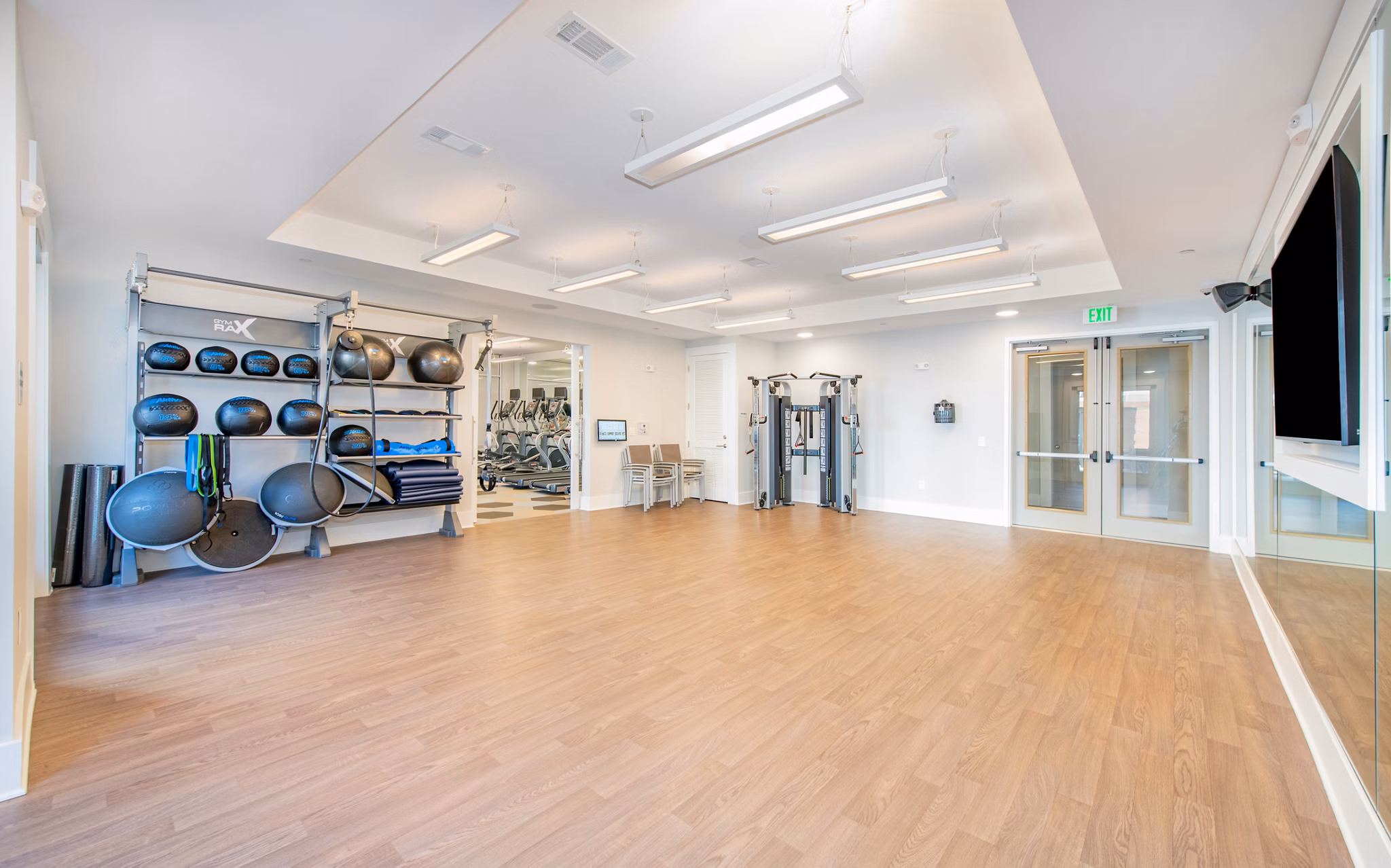 State-of-the-art fitness center with modern equipment at Overture Centennial Apartments