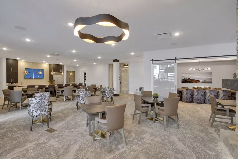 Chic clubhouse with modern furnishings at Overture 9th + CO Apartments