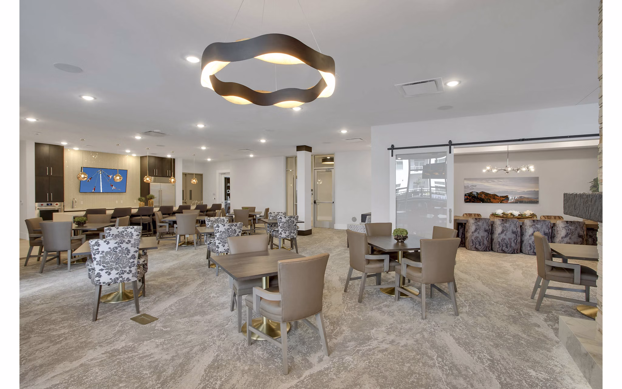 Chic clubhouse with modern furnishings at Overture 9th + CO Apartments