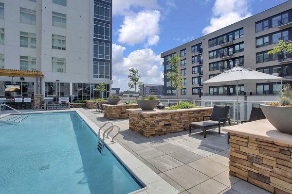 Rooftop pool offering city views at Overture 9th + CO Apartments