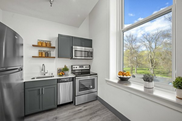 kitchen at The Academy Apartments