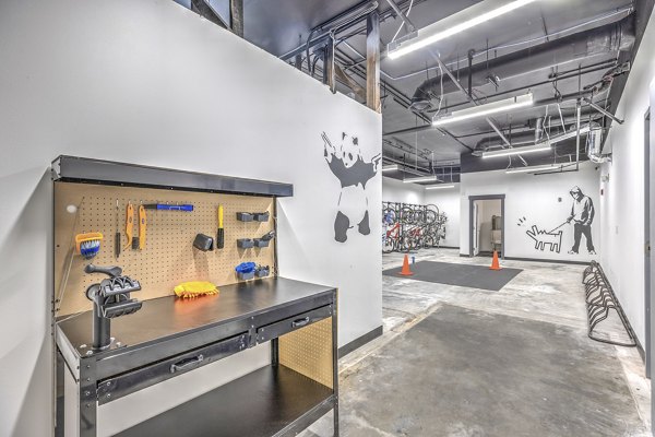 bike storage and servicing at The Academy Apartments