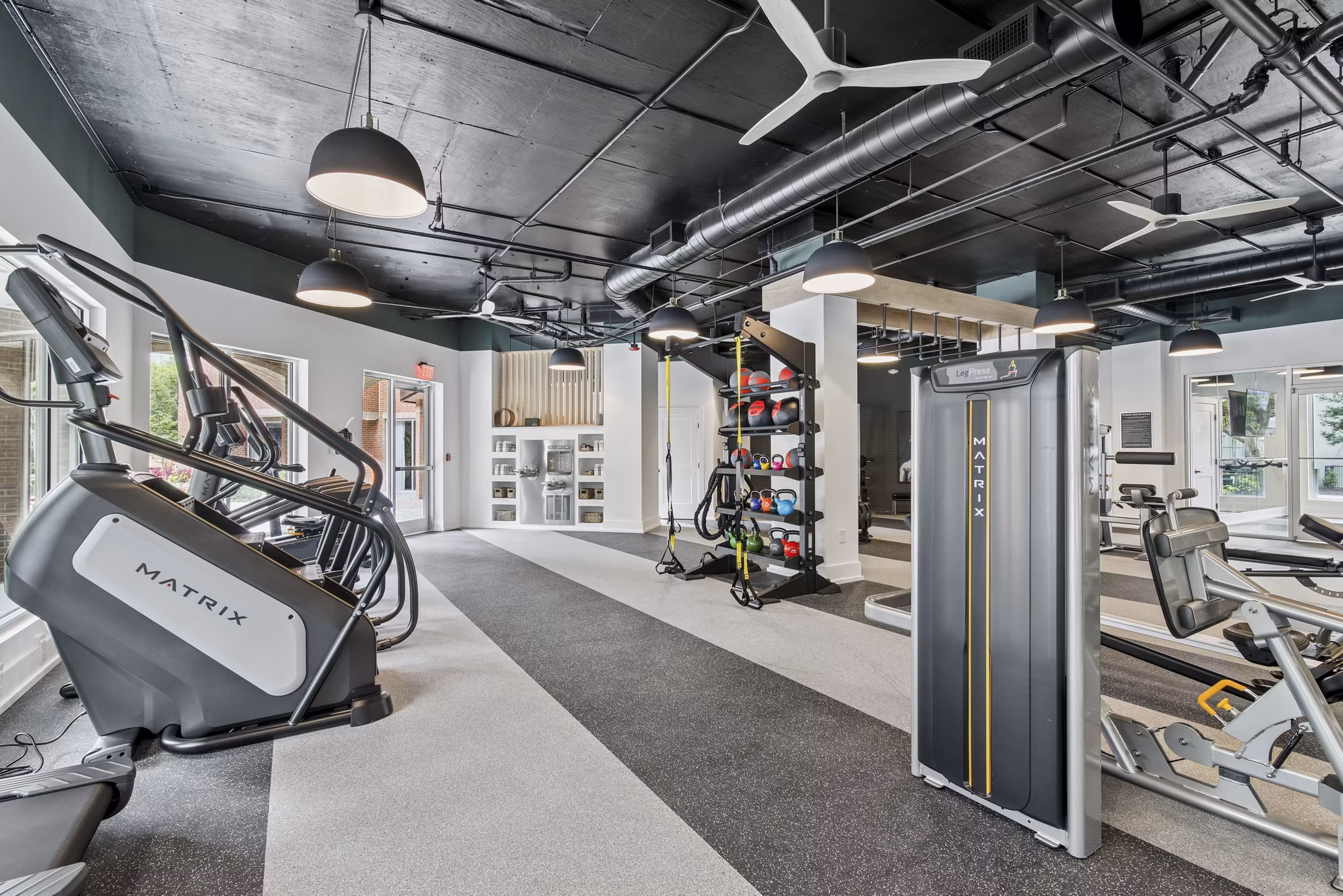 fitness center at Avana on Main Apartments 