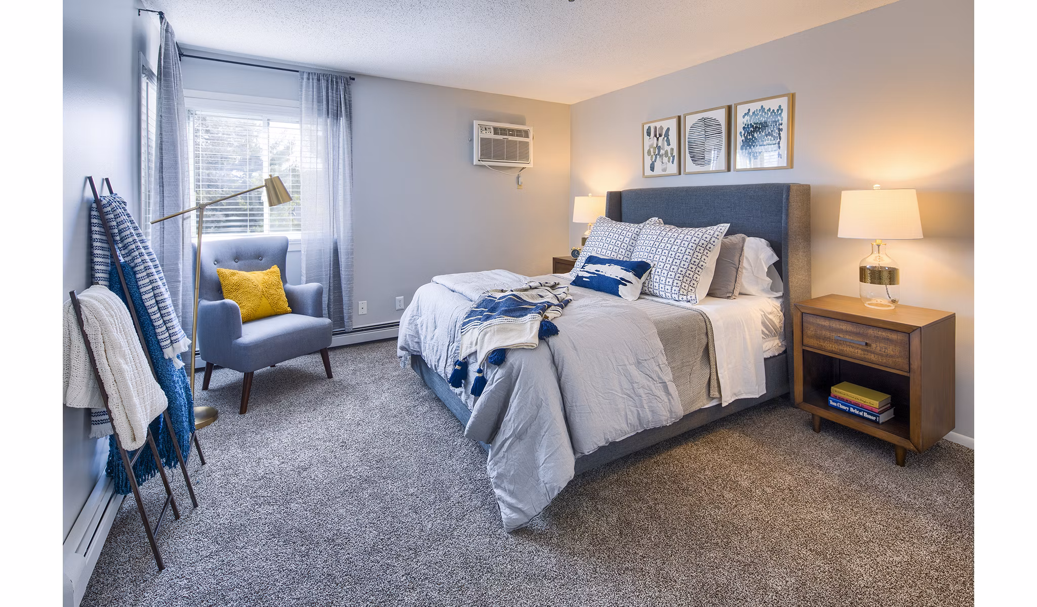 Cozy bedroom with soft lighting and modern decor at Avana Southview Apartments, offering luxury living in a prime location