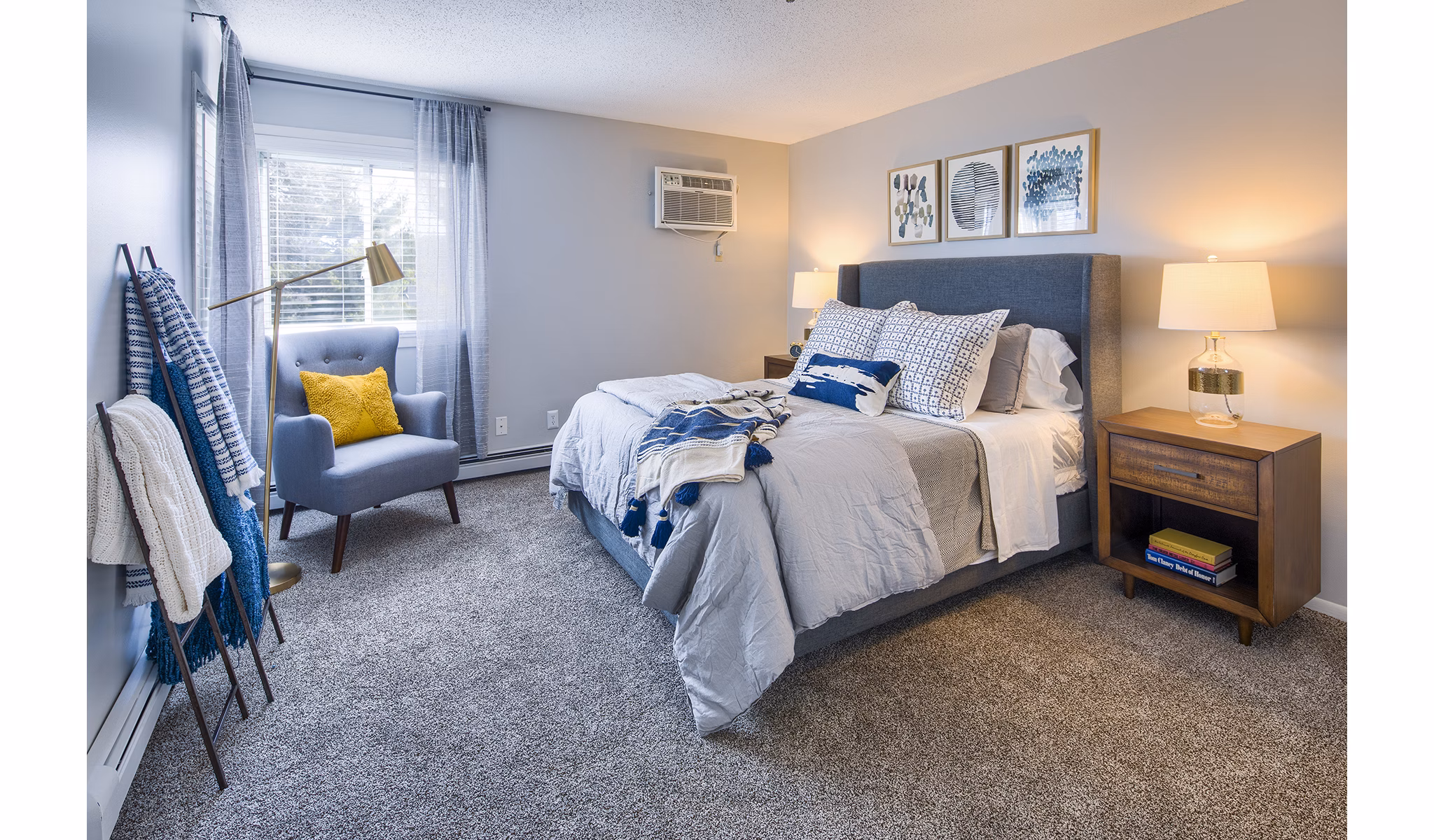 Cozy bedroom with soft lighting and modern decor at Avana Southview Apartments, offering luxury living in a prime location