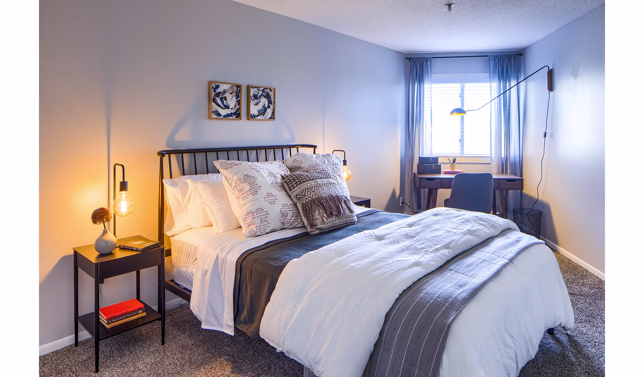Cozy bedroom with minimalist decor at Avana Southview Apartments