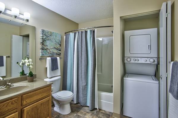 bath and laundry room at Avana Southview Apartments                              