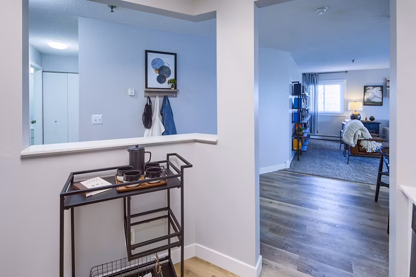 Modern kitchen with sleek countertops and stainless steel appliances at Avana Southview Apartments