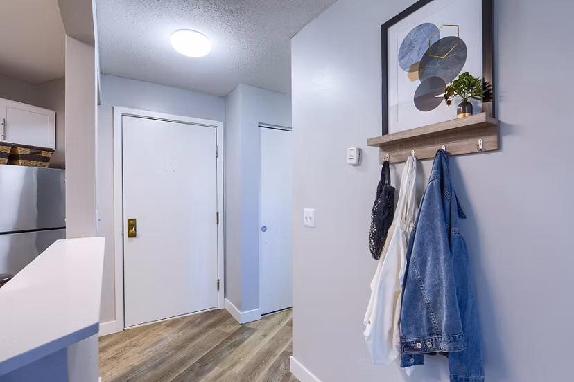 Elegant hallway with modern lighting at Avana Southview Apartments in St Louis Park, ideal for a comfortable lifestyle