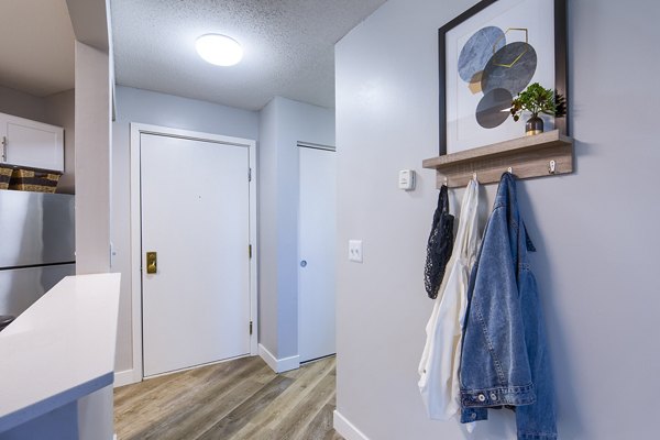Elegant hallway with modern lighting at Avana Southview Apartments in St Louis Park, ideal for a comfortable lifestyle