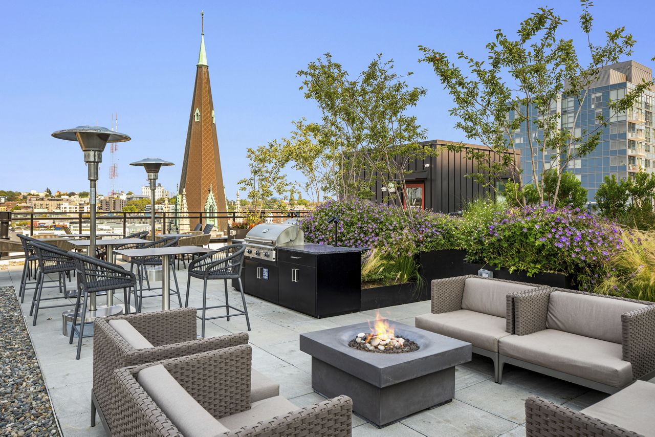 Roof deck at The Victor Apartments