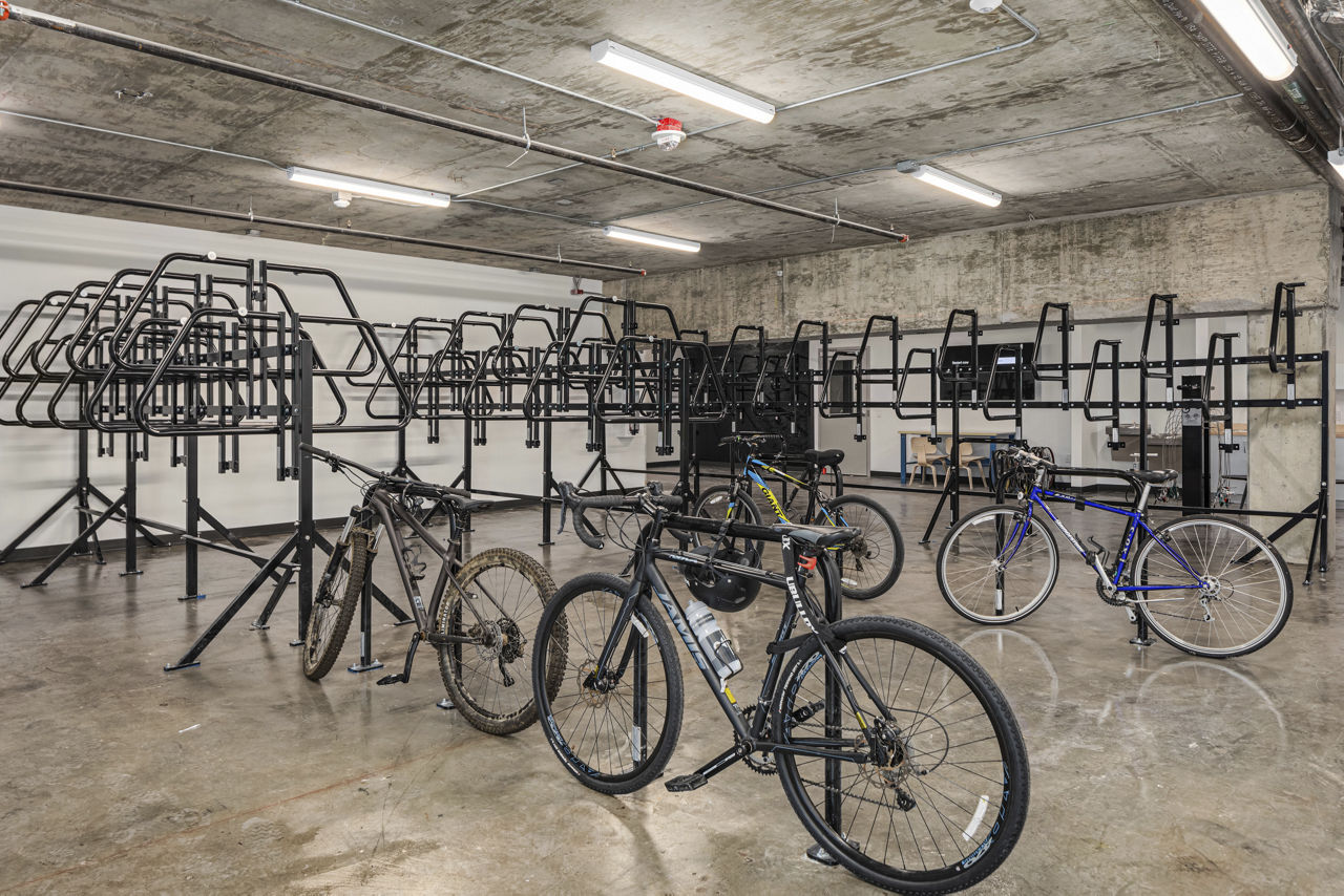 Bike room at The Victor Apartments