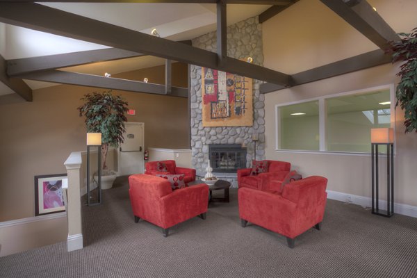 Clubhouse with modern lounge spaces at Riverstone Apartments offering luxury amenities