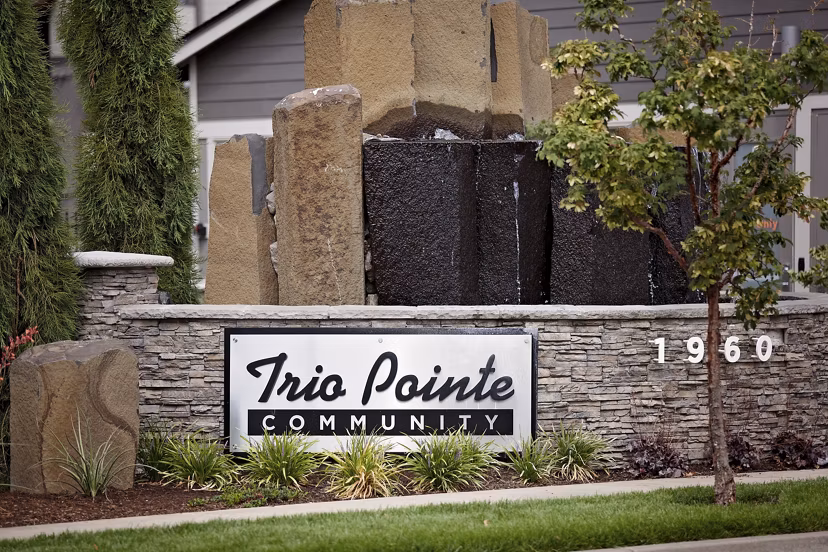 Trio Pointe: Entrance signage at luxury apartments in desirable location