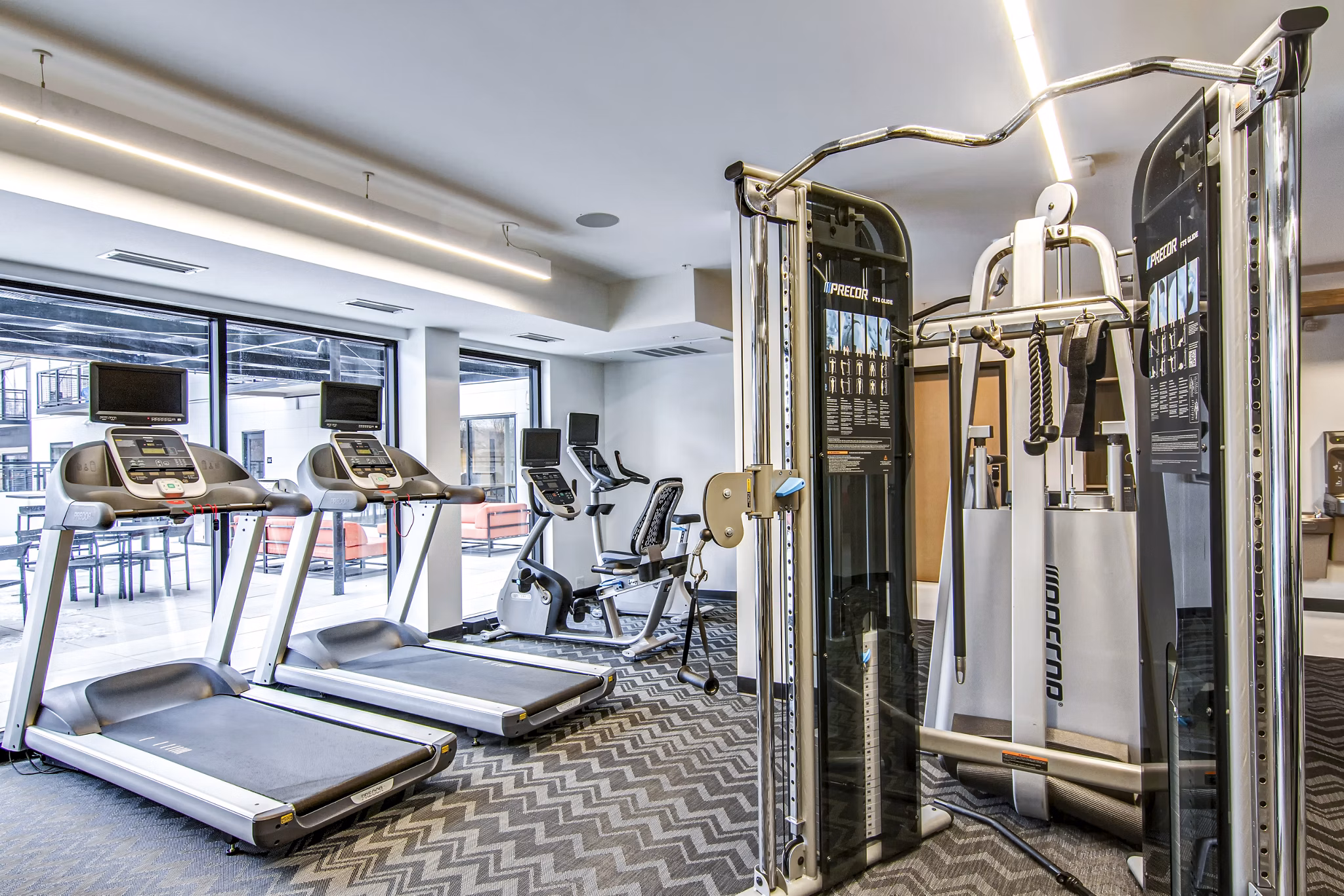 State-of-the-art fitness center with modern equipment at Irvine Exchange Apartments