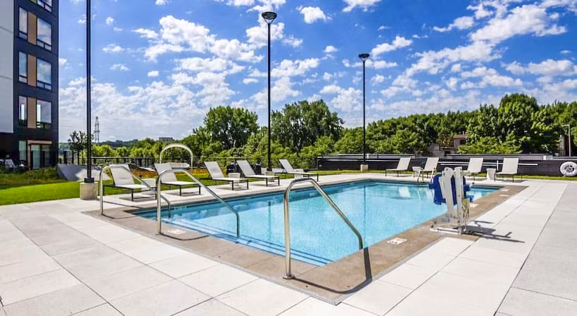 Inviting pool at Irvine Exchange Apartments offering luxury relaxation and leisure activities for residents