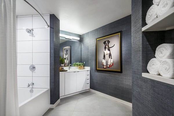 Elegant bathroom with modern fixtures at Neptune Marina Apartments in Marina del Rey