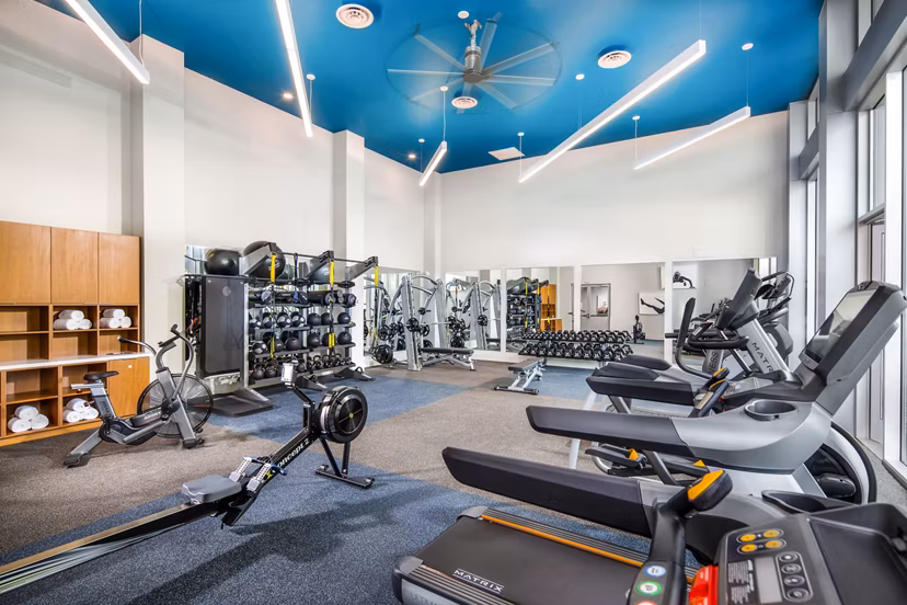 Fitness center featuring modern equipment at Neptune Marina Apartments