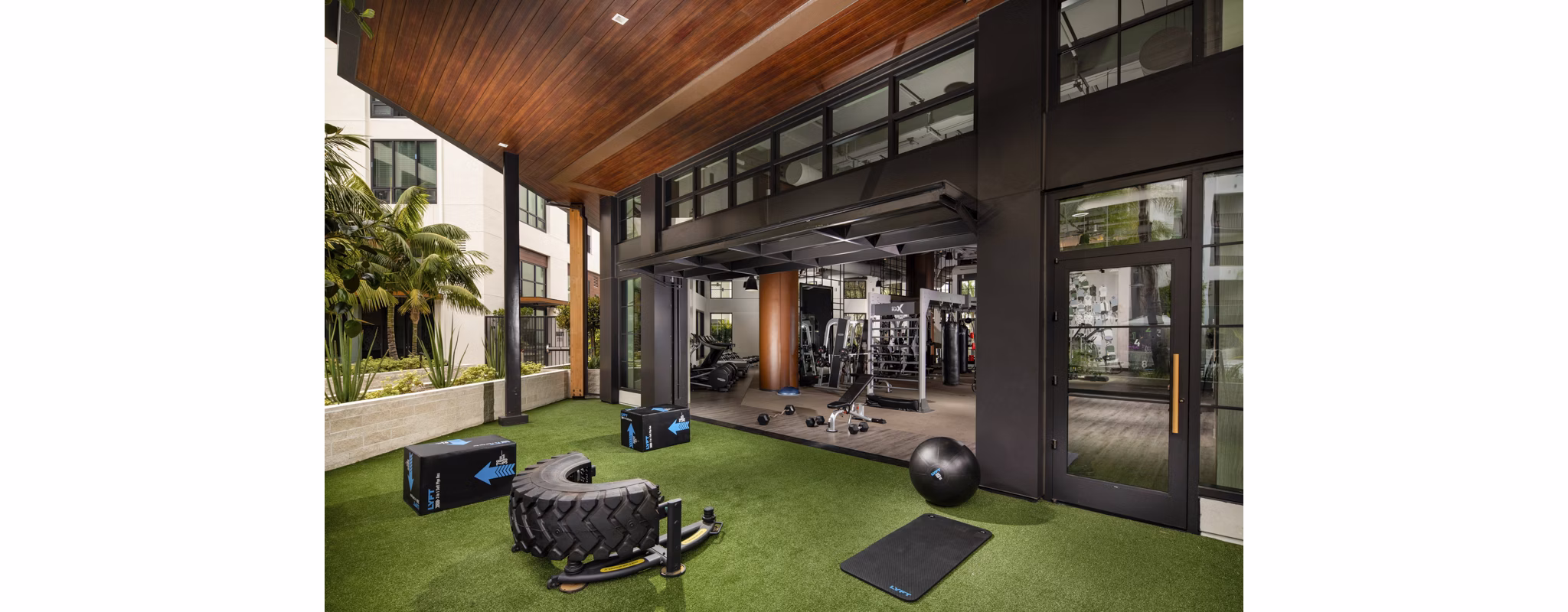 State-of-the-art fitness center with modern equipment at One Paseo Living Apartments