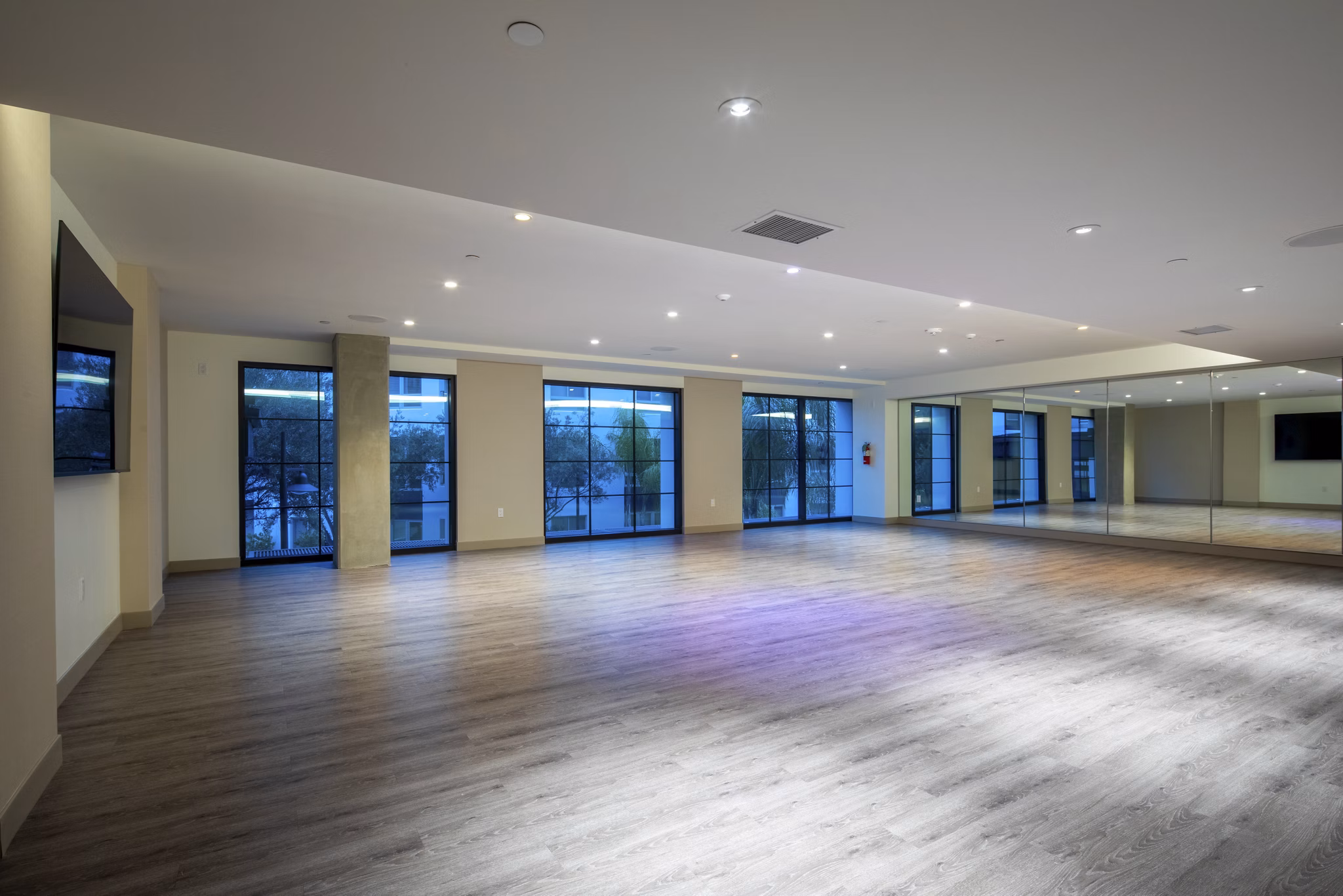 Modern yoga/spin studio with state-of-the-art equipment at One Paseo Living Apartments