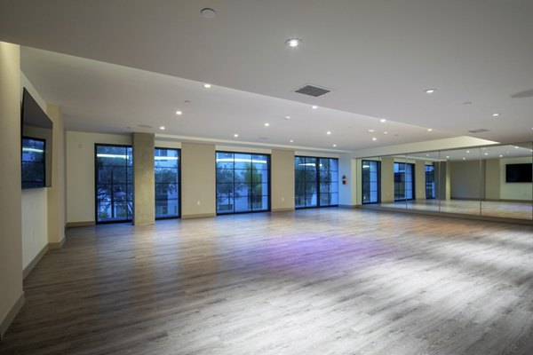 Modern yoga/spin studio with state-of-the-art equipment at One Paseo Living Apartments