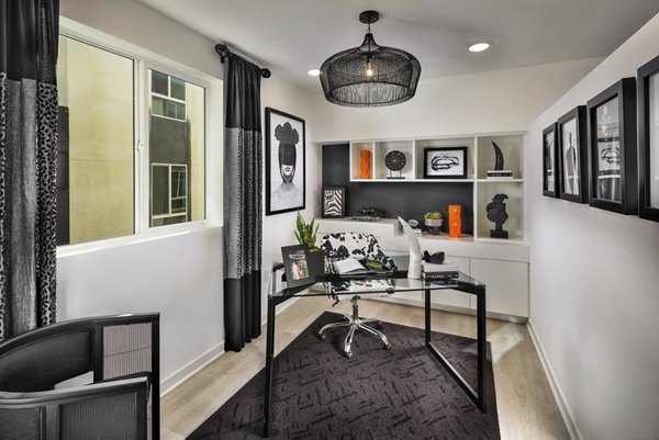 Cozy study room with sleek furnishings in Anden luxury apartments