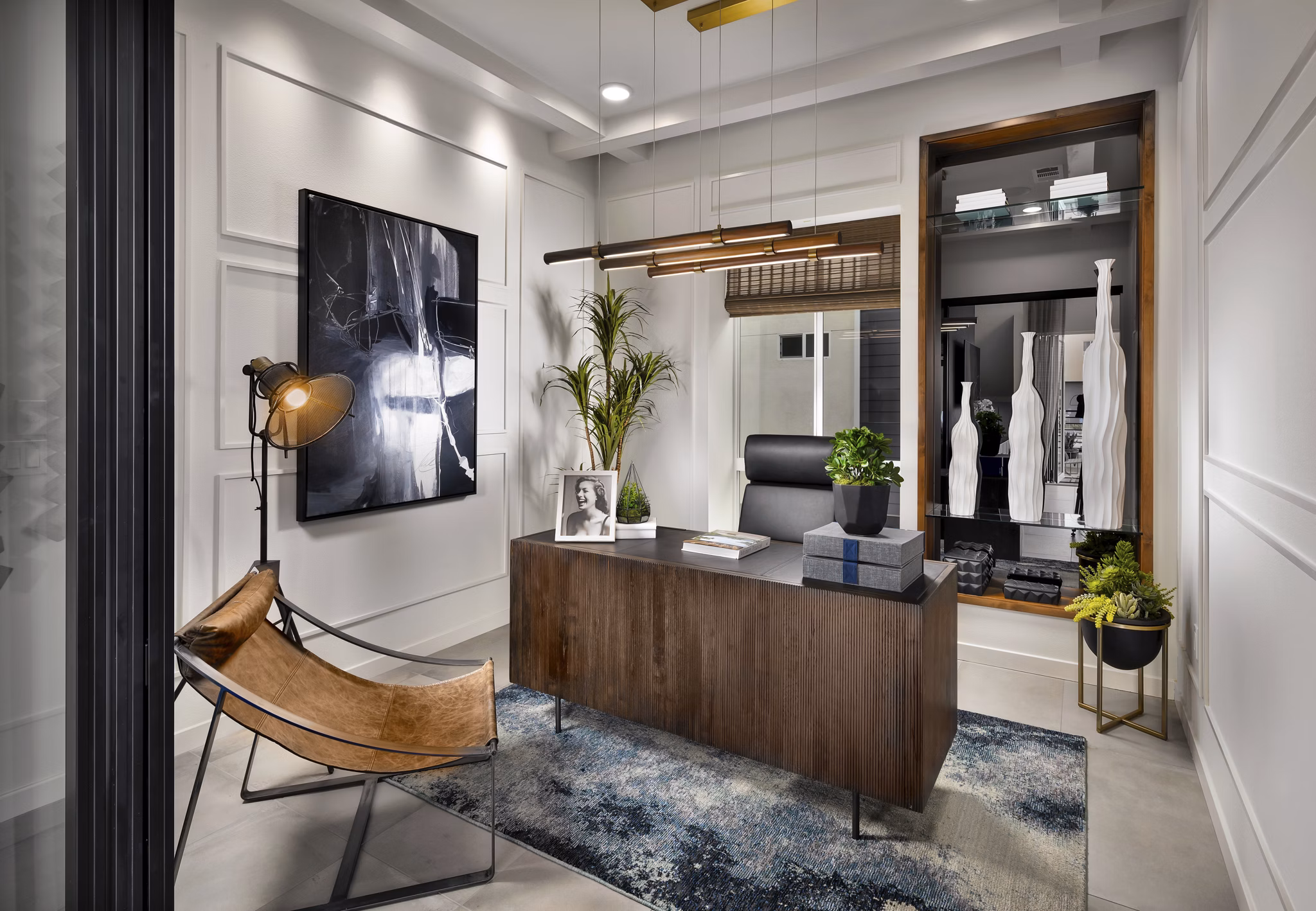 Cozy study room with modern furniture at Anden luxury apartments