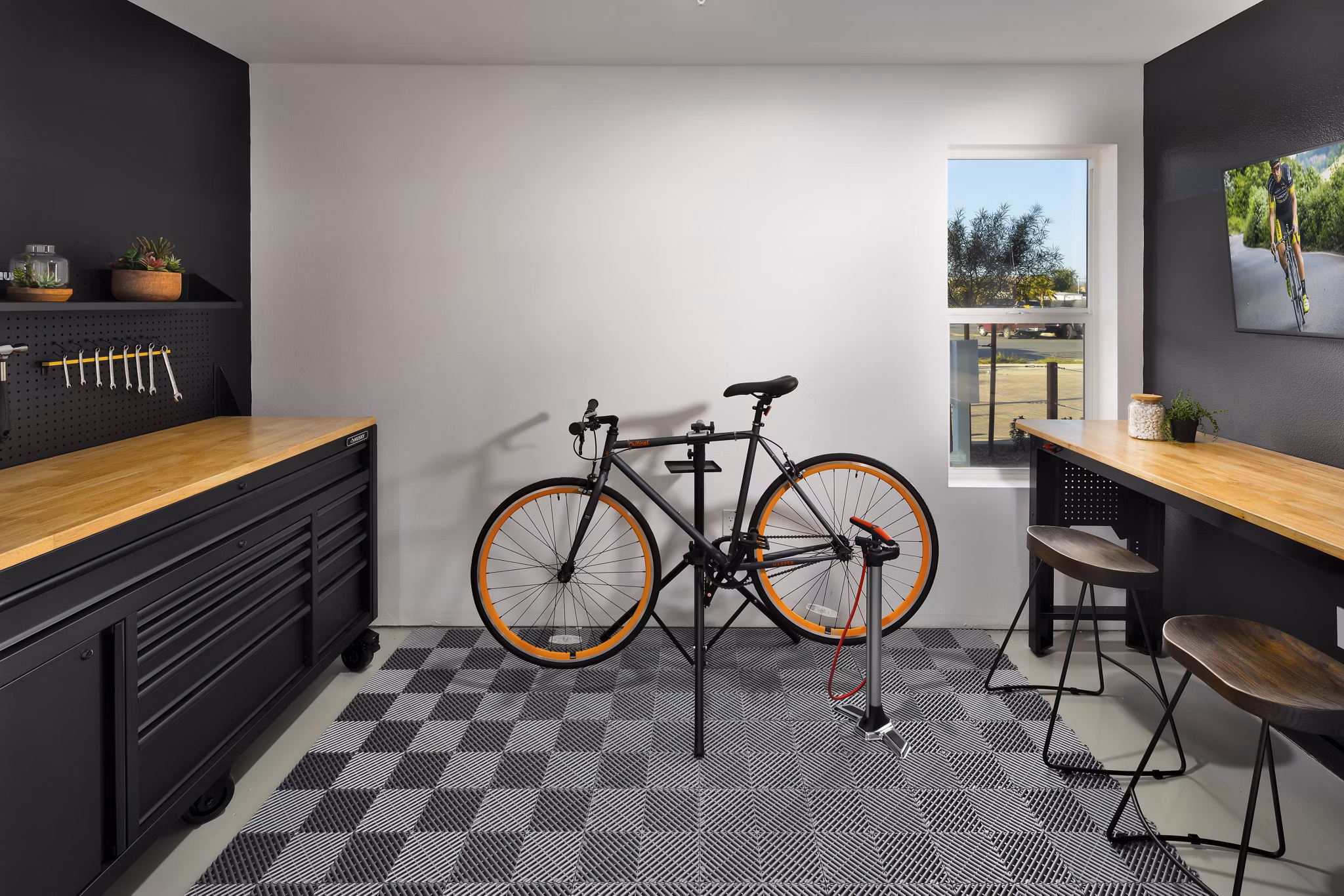 Secure bike storage at Anden luxury apartments featuring spacious racks and modern facilities for urban cyclists
