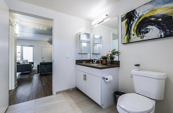 Elegant bathroom featuring modern fixtures at CC Tan Center Apartments