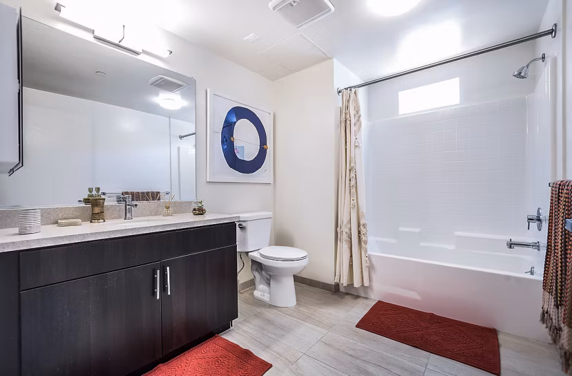 Bathroom with modern fixtures at CC Tan Center Apartments