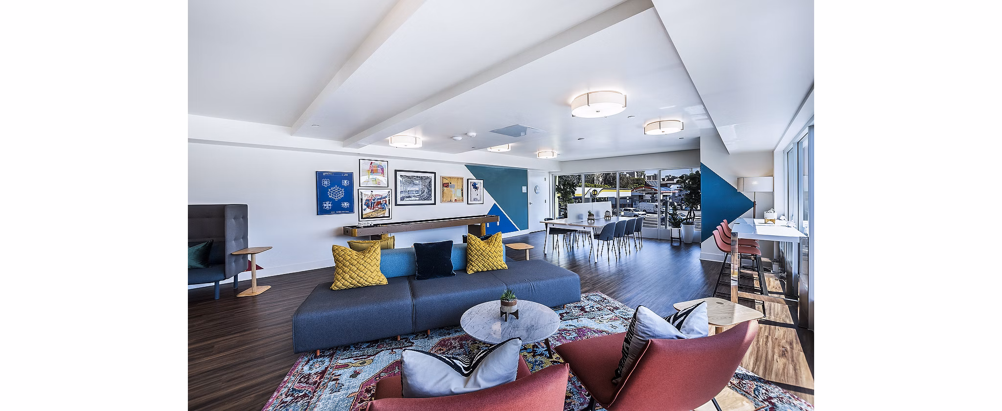 Elegant clubhouse lobby with modern decor at CC Tan Center Apartments