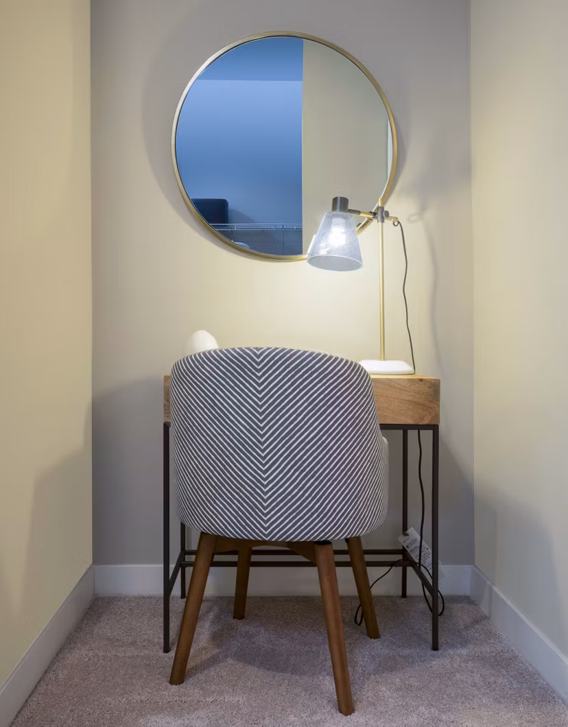 Modern office area featuring spacious workstations at Ridge at Robinson Apartments