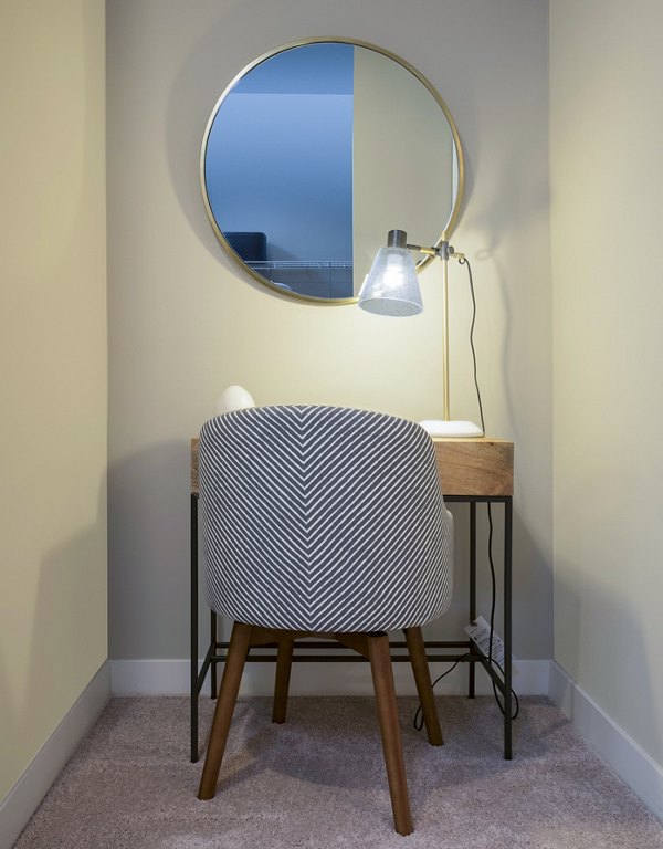 Modern office area featuring spacious workstations at Ridge at Robinson Apartments
