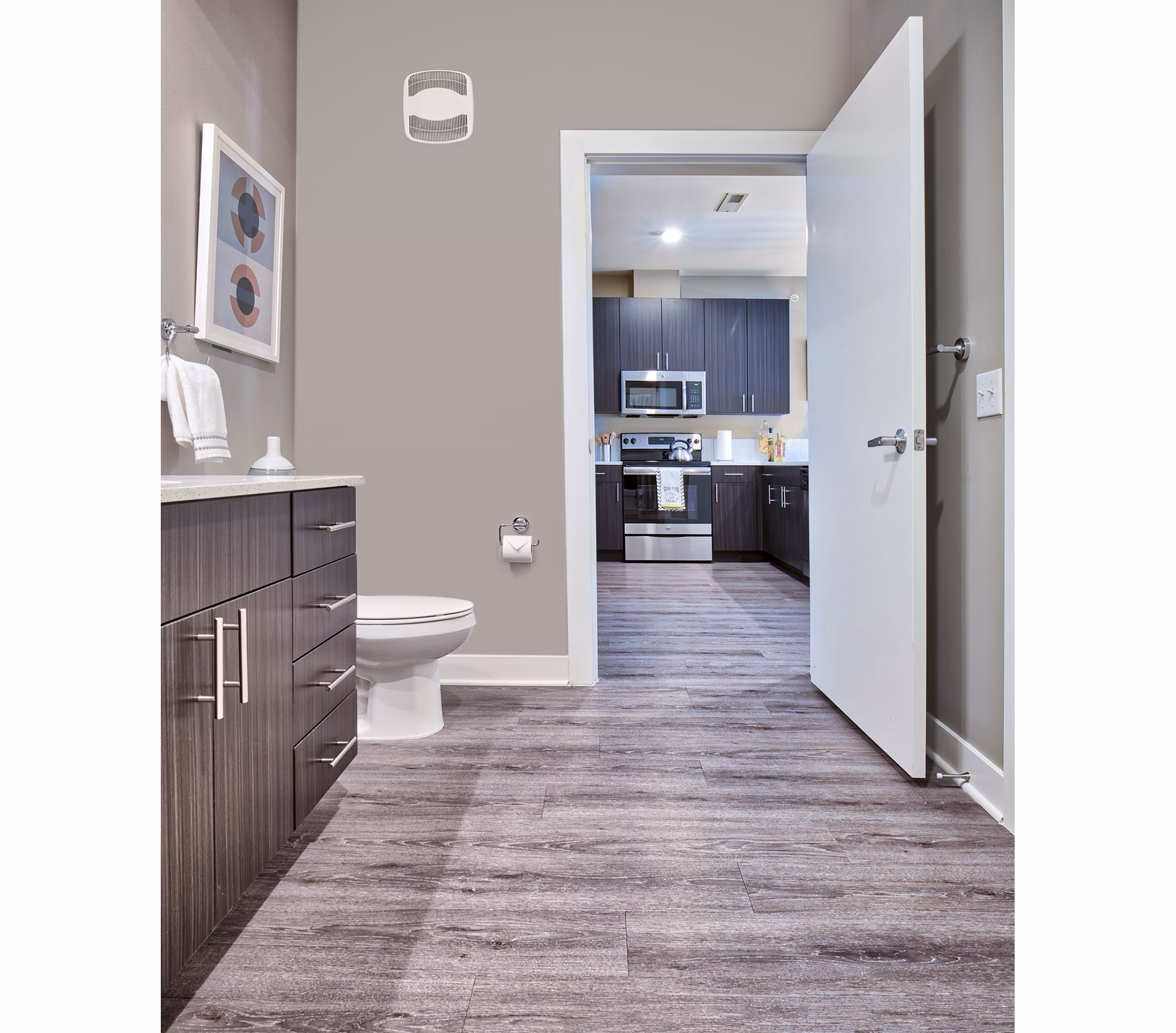 Modern bathroom with sleek fixtures at Ridge at Robinson Apartments